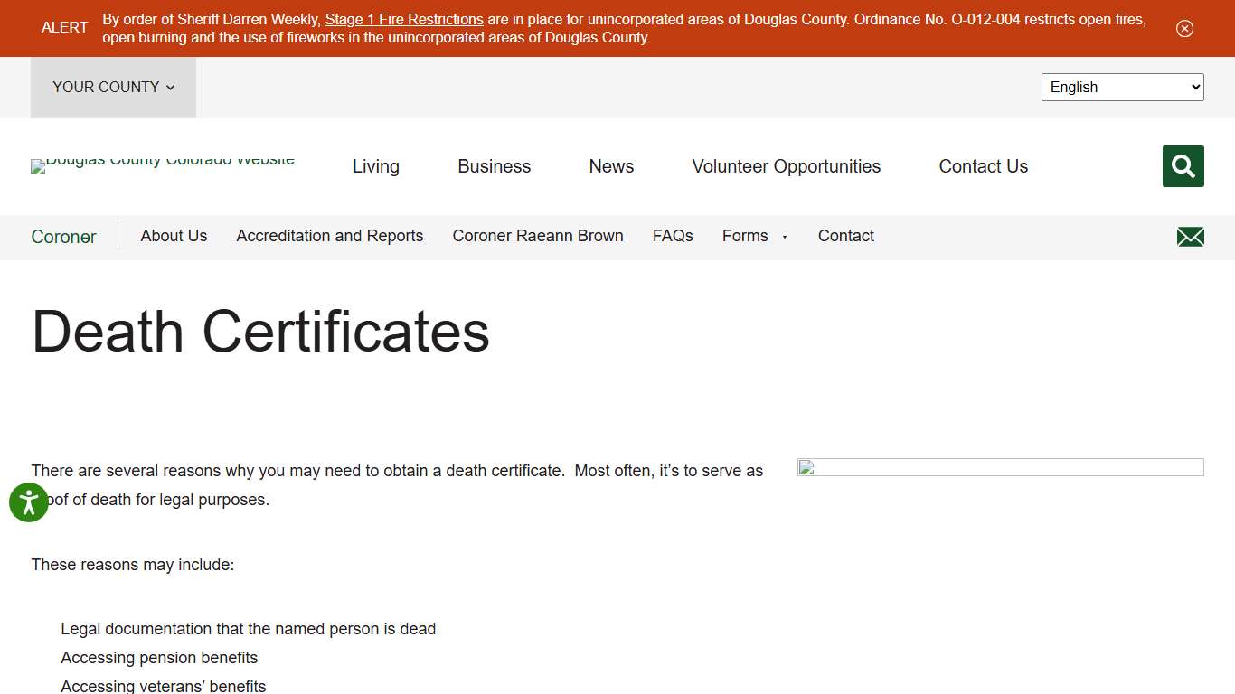 Death Certificates - Douglas County